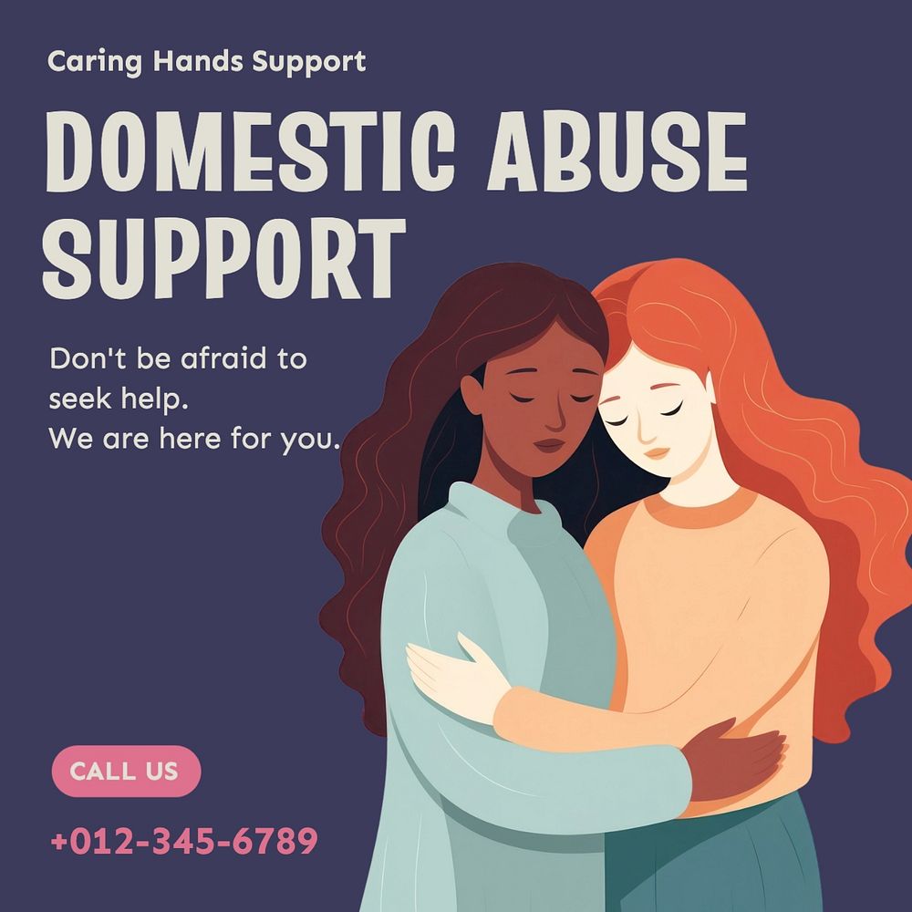 Domestic abuse support Instagram post template, editable text