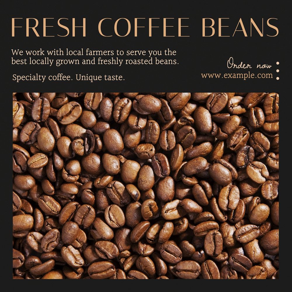 Fresh coffee beans Facebook post template