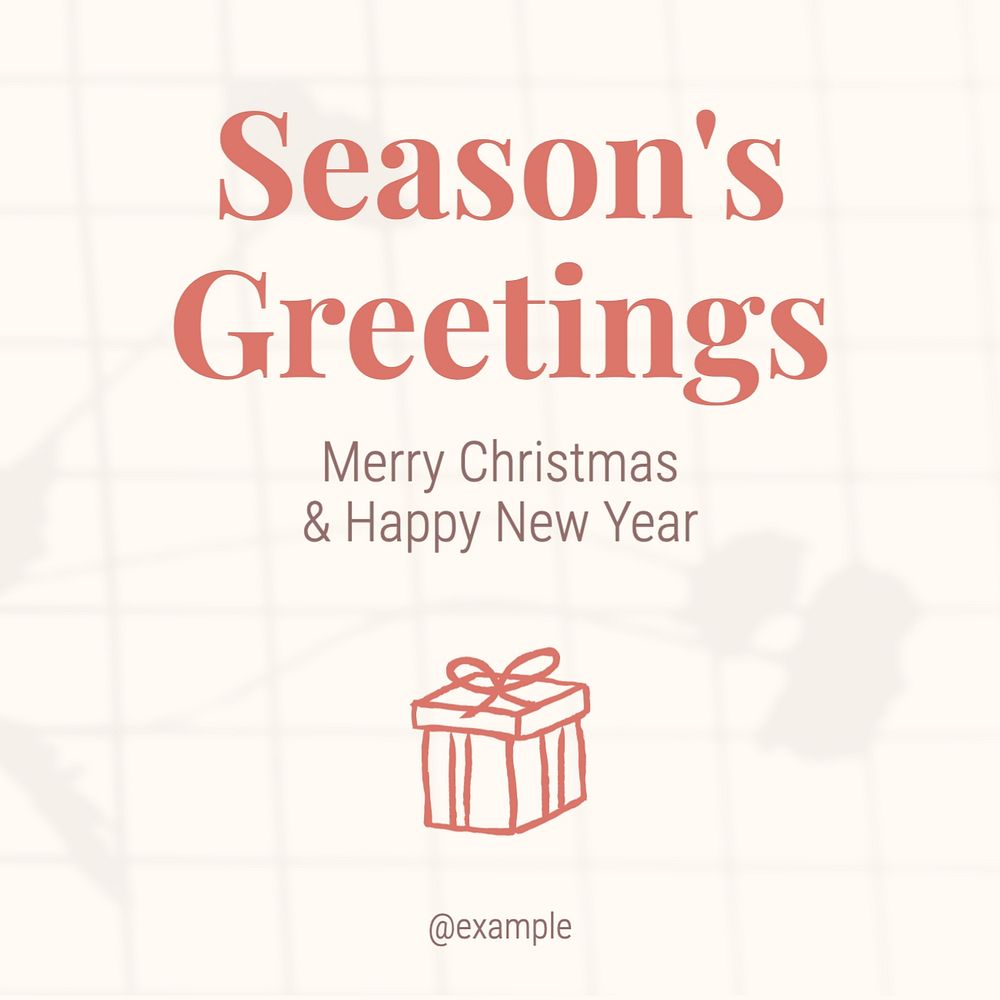 Season's greetings Instagram post template, editable text