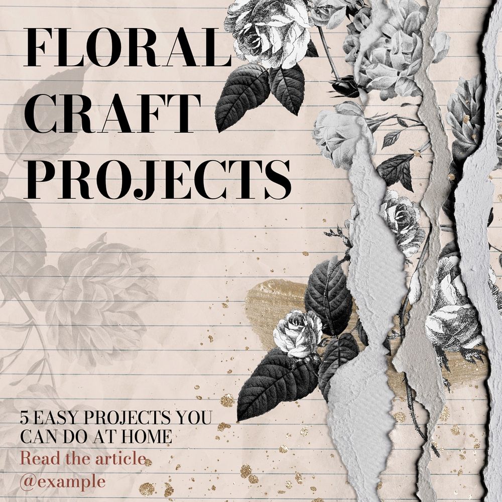 Floral craft projects Instagram post template