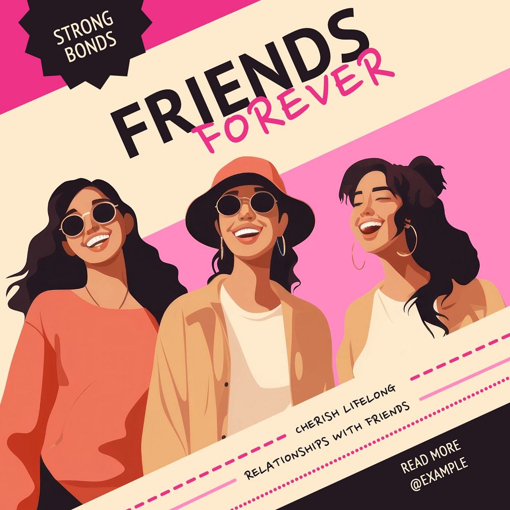 Friends forever Instagram post template, editable text