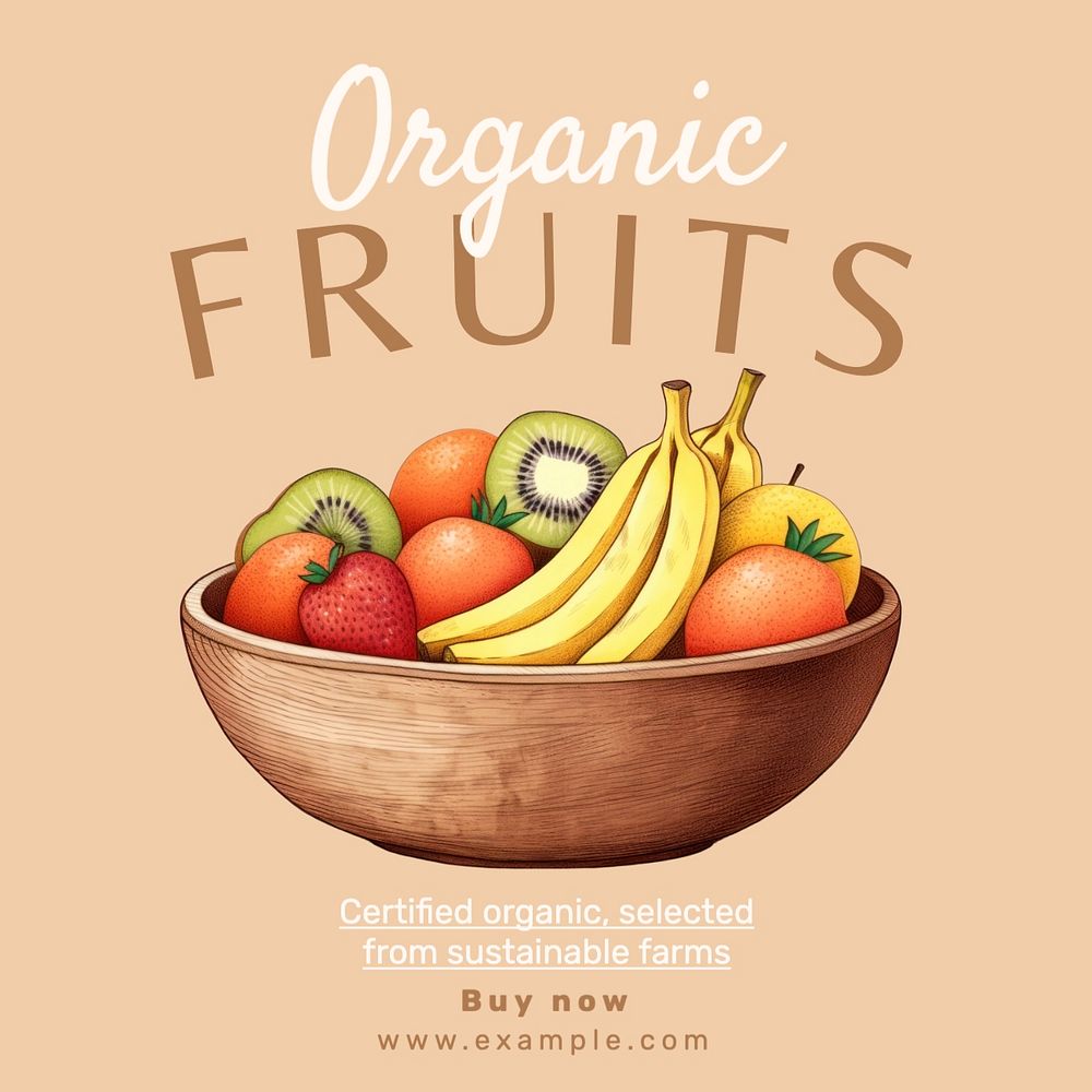 Organic fruits Instagram post template