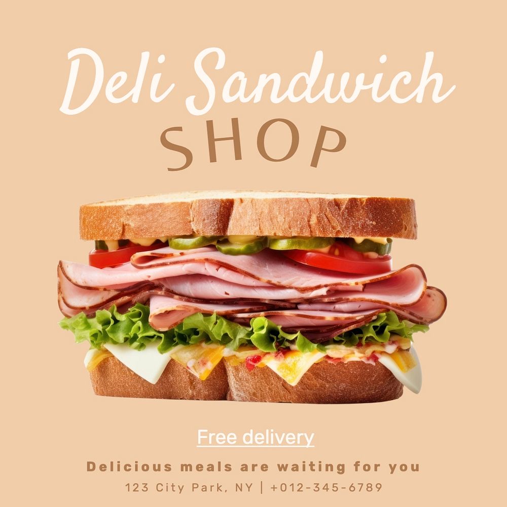 Deli sandwich shop Instagram post template