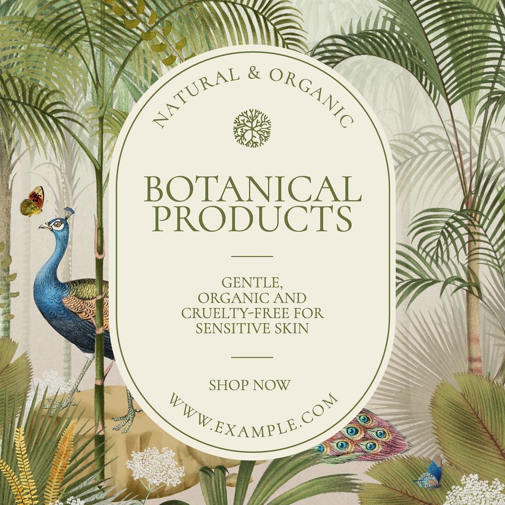 Botanical products Instagram post template, editable design