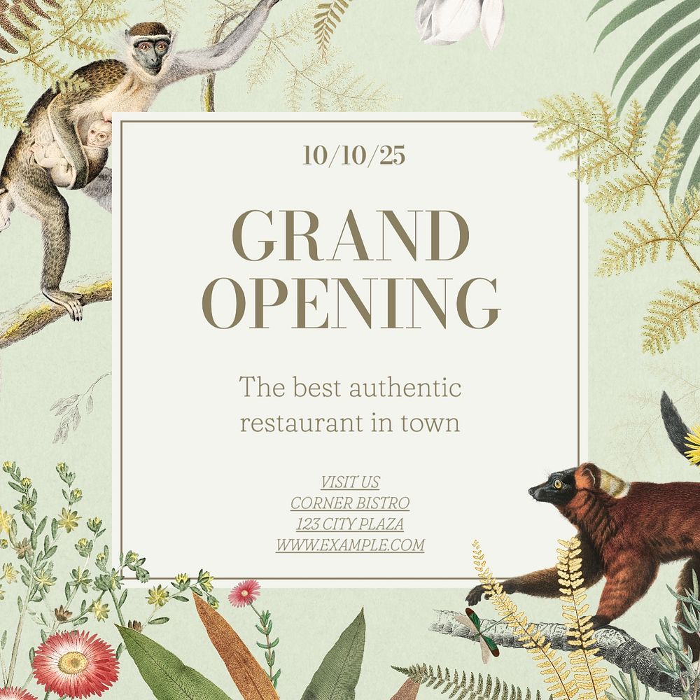 Grand opening Instagram post template, editable design