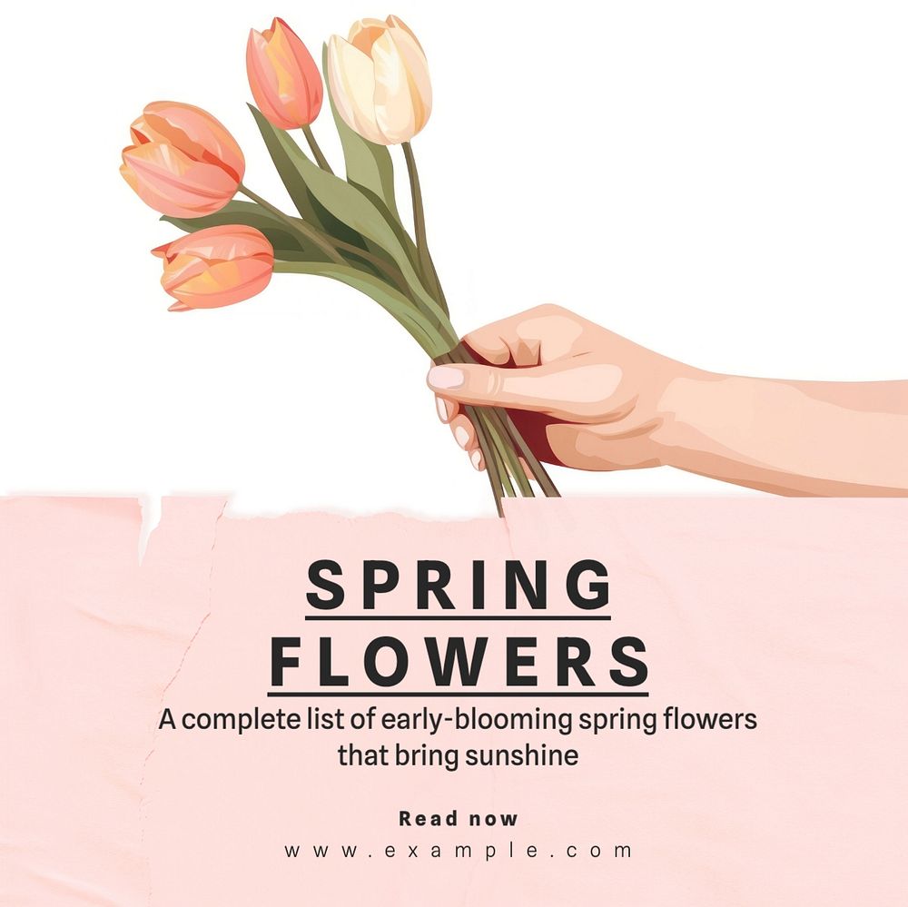 Spring flowers Instagram post template