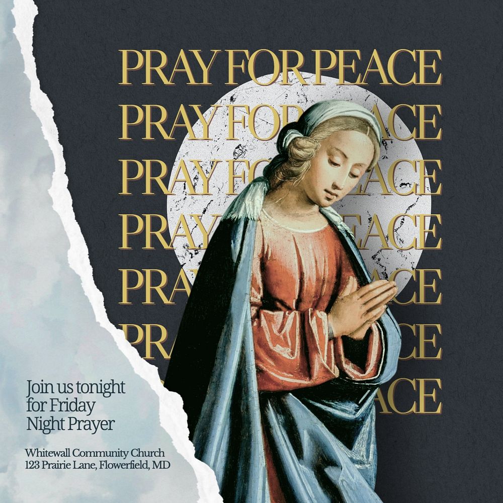 Pray for peace Instagram post template, editable text