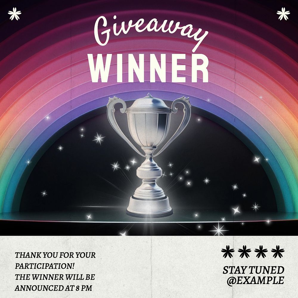 Giveaway winner  Instagram post template, editable text