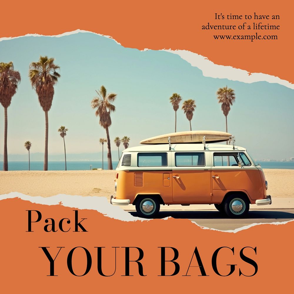 Pack your bags Facebook post template, editable design