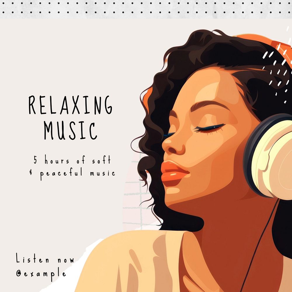 Relaxing music Facebook post template, editable design