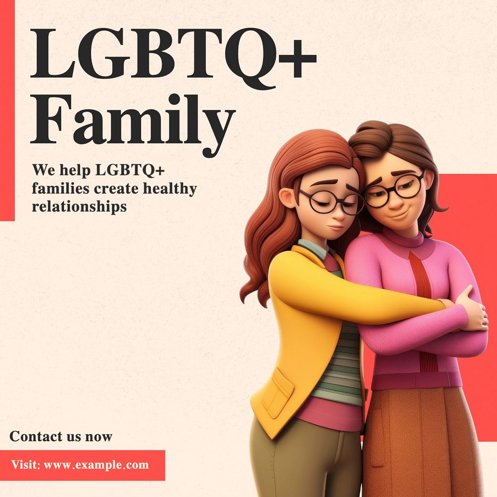 LGBTQ family Facebook post template, editable design