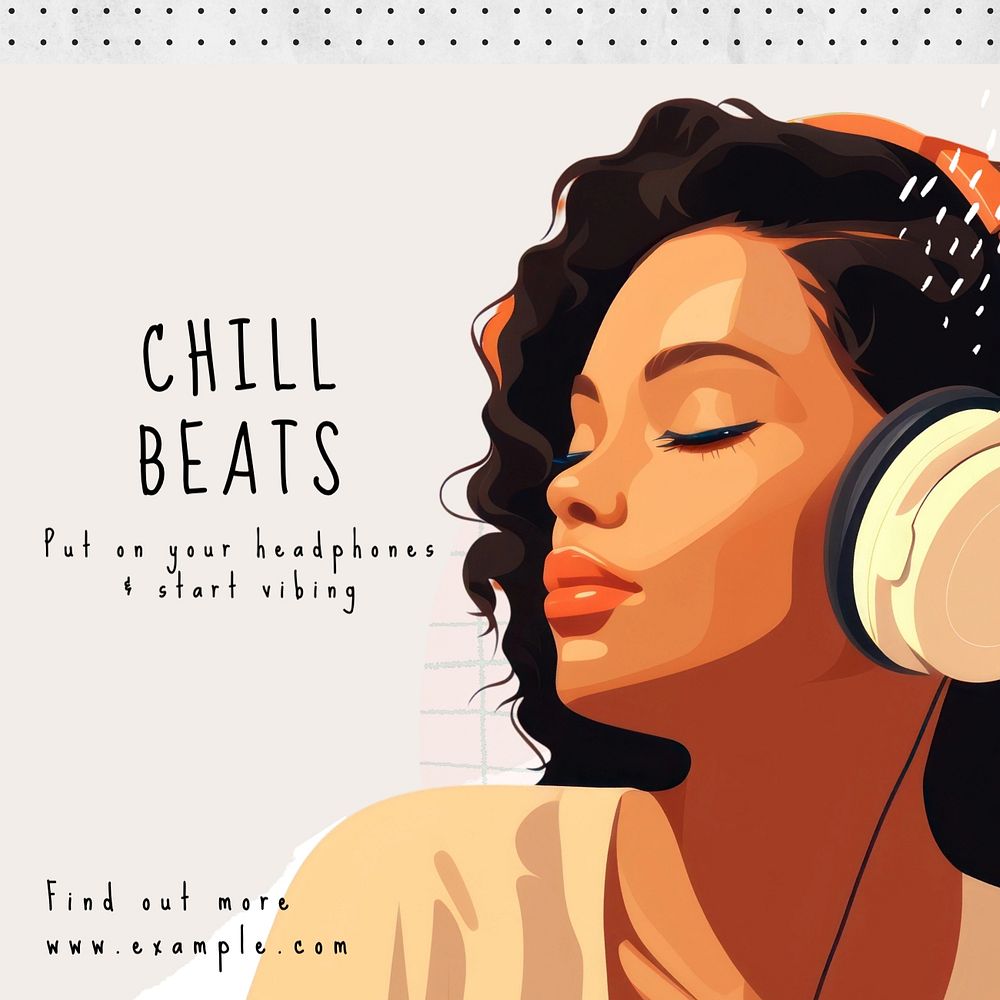 Chill beats Facebook post template, editable design