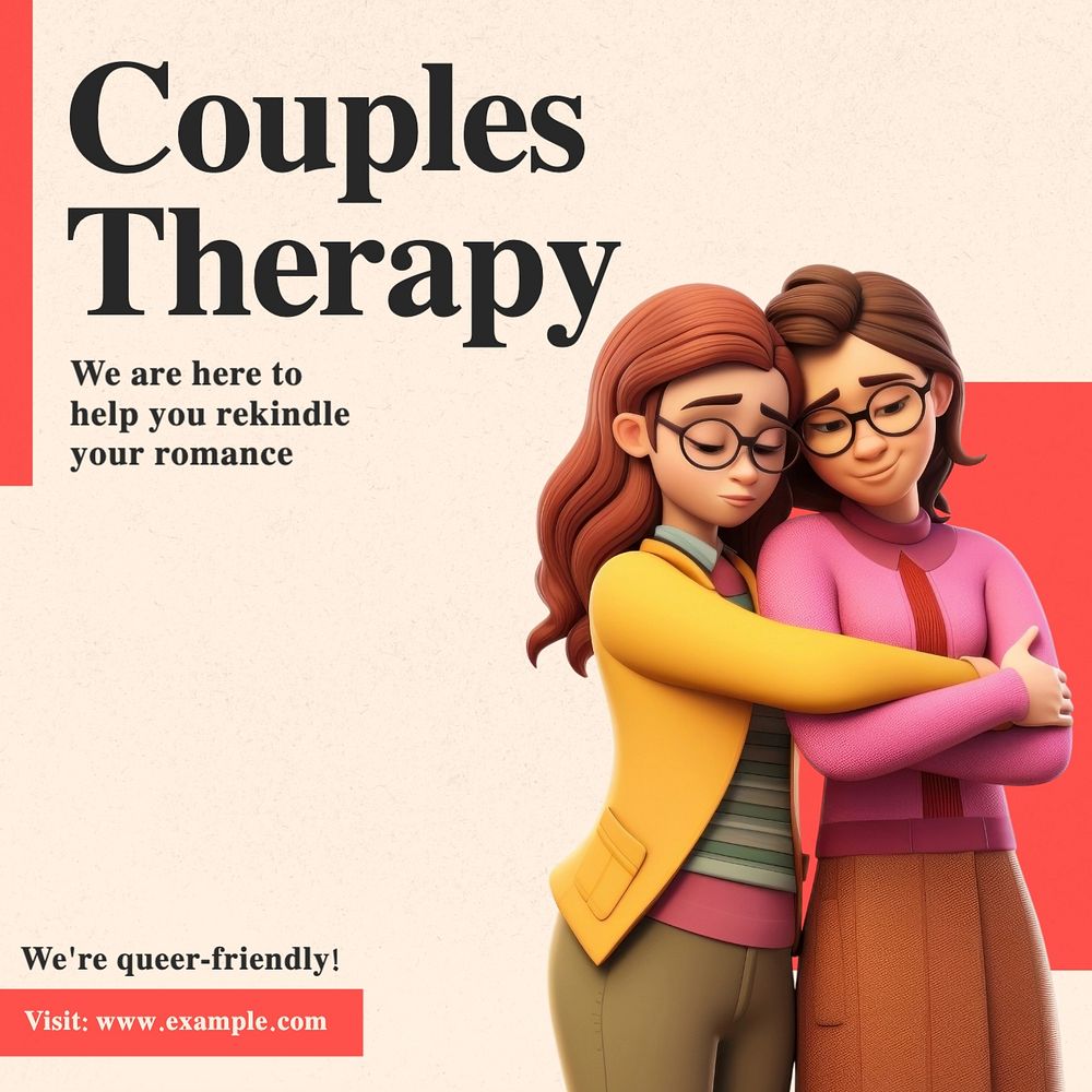 Couples therapy Facebook post template, editable design