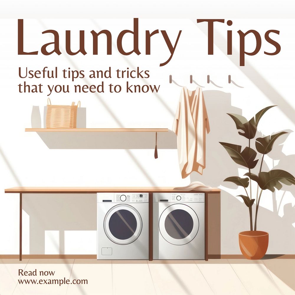 Laundry tips Facebook post template, editable design