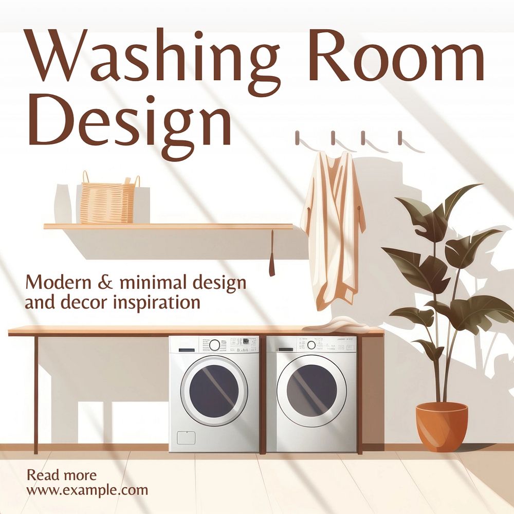 Washing room design Facebook post template, editable design