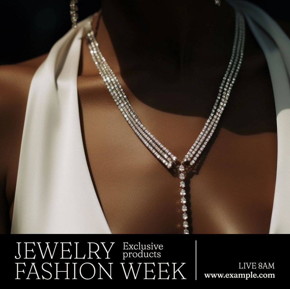 Jewelry fashion week  Instagram post template, editable text