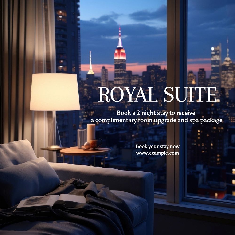 Royal suite Instagram post template, editable text