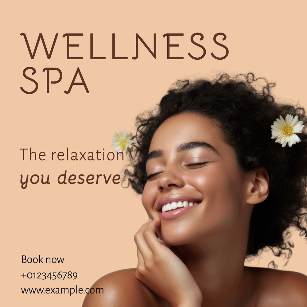 Wellness spa Instagram post template, editable text