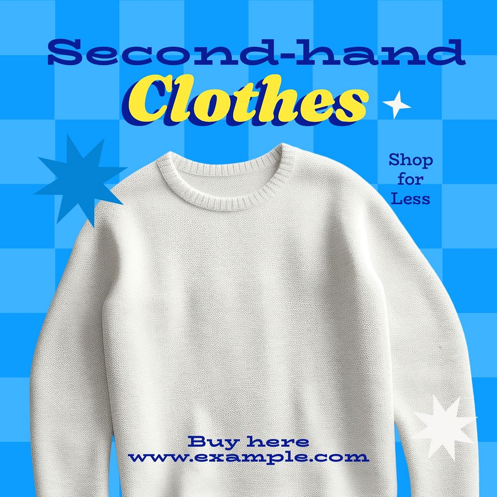 Second-hand clothes Instagram post template, editable text