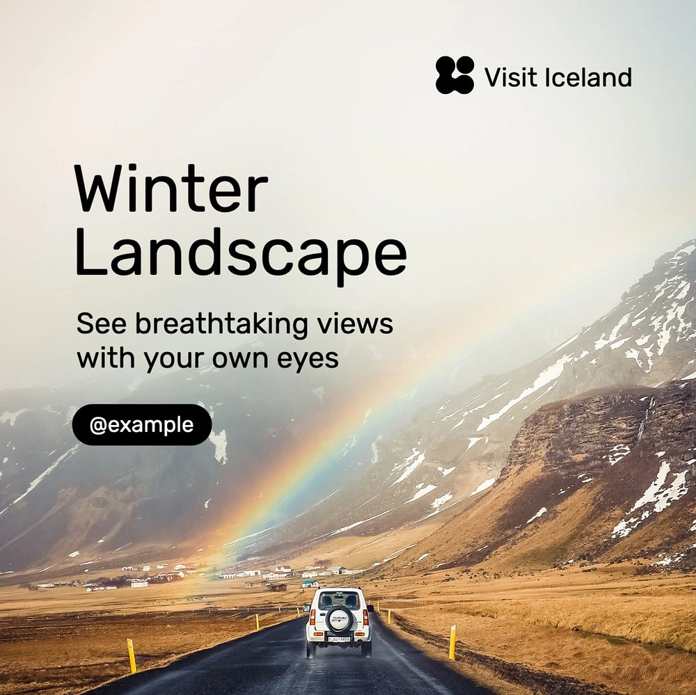 Winter landscape Instagram post template, editable text