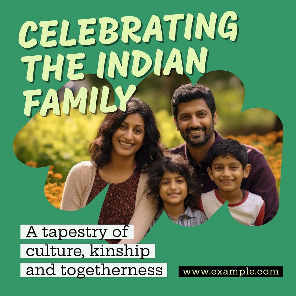 Indian family Facebook post template, editable design