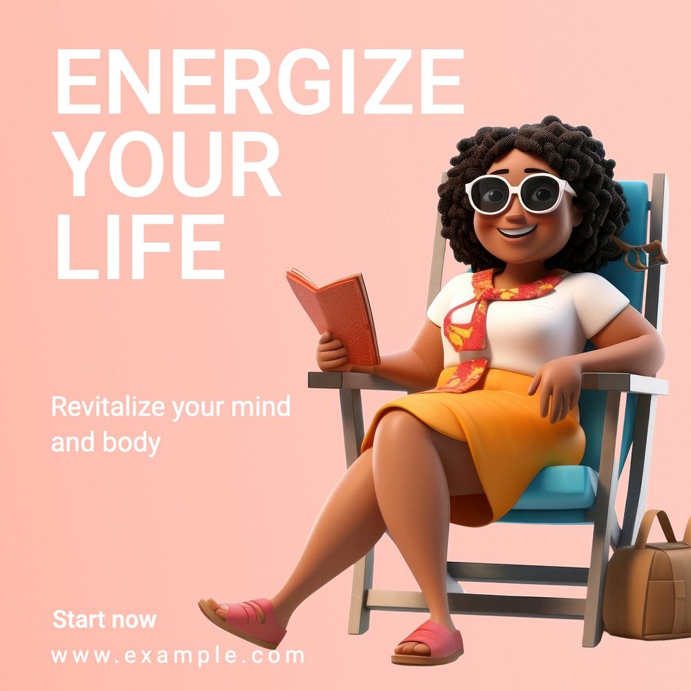 Energize your life Instagram post template, editable text