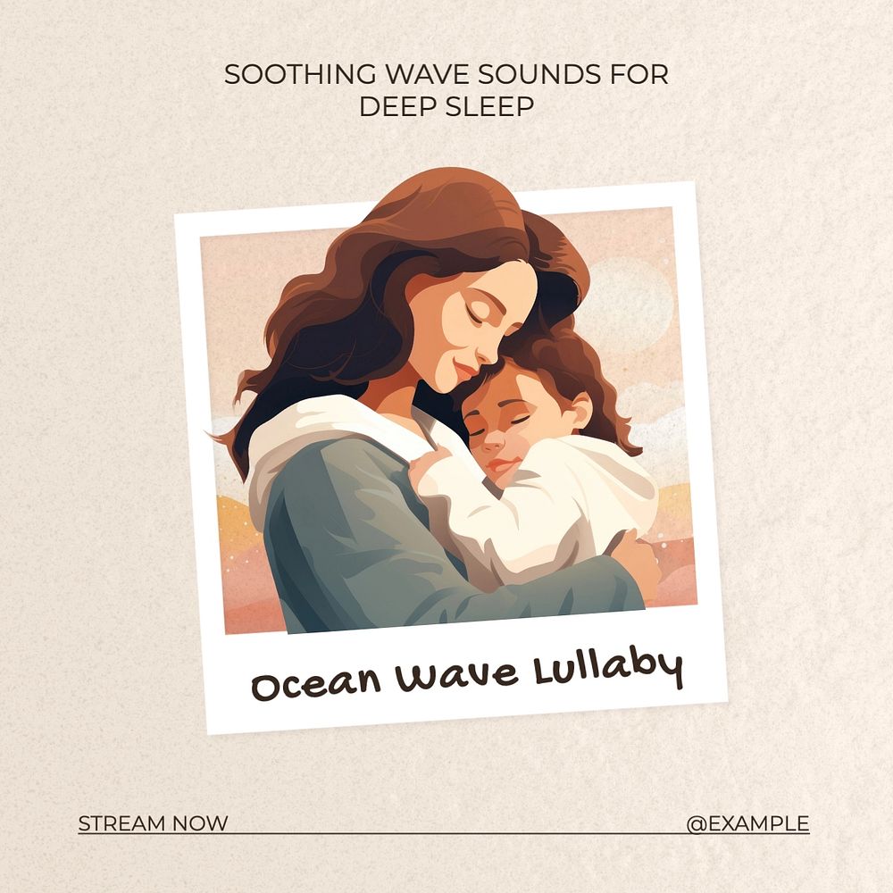 Ocean waves lullaby Facebook post template, editable design