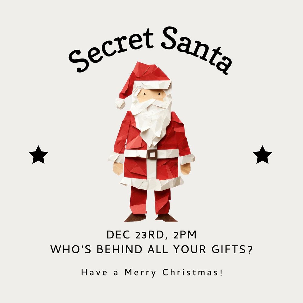 Secret santa Instagram post template, editable text