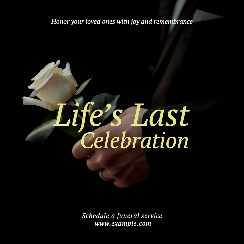 Funeral service Facebook post template, editable design