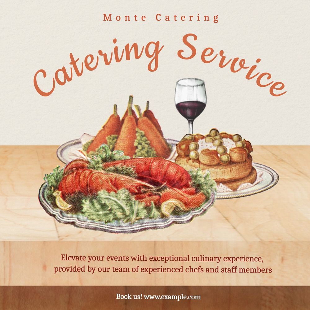 Catering service Facebook post template, editable design