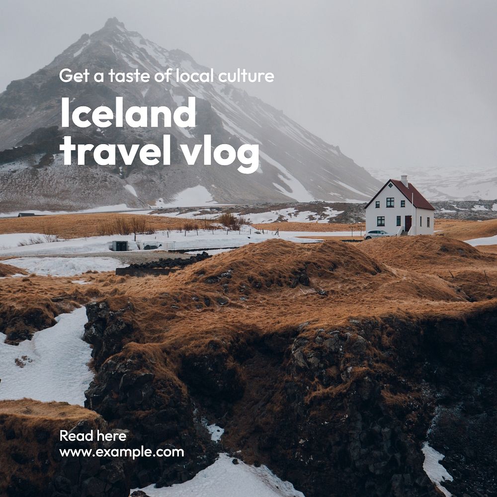 Travel vlog Facebook post template, editable design