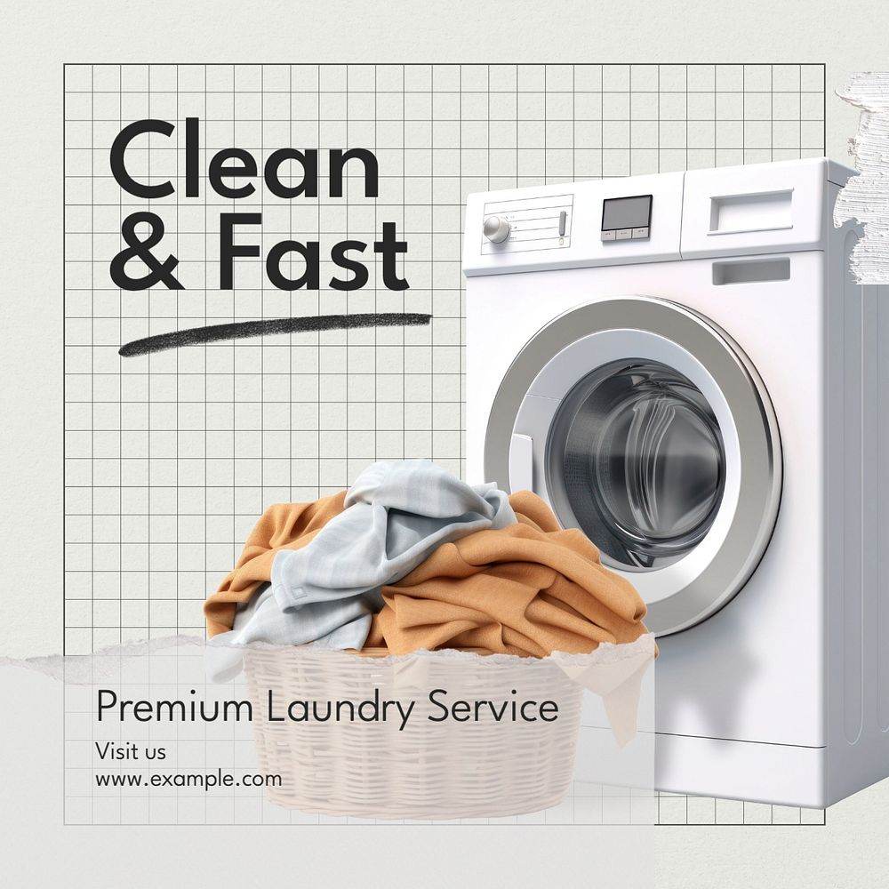 Laundry service Facebook post template, editable design