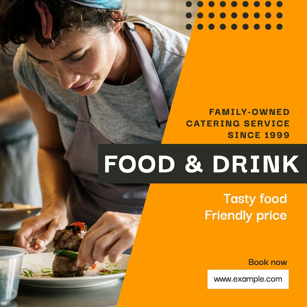 Food & drink Instagram post template, editable text