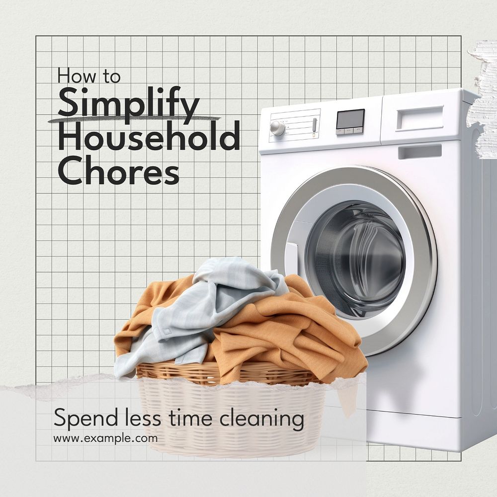 Simplify household chores Facebook post template, editable design