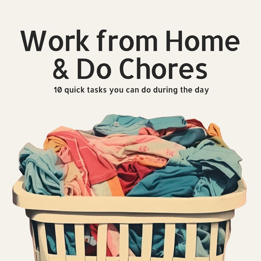 Work and chores Instagram post template, editable text