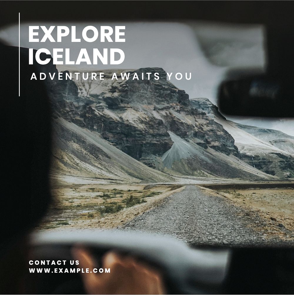 Explore iceland Instagram post template, editable text