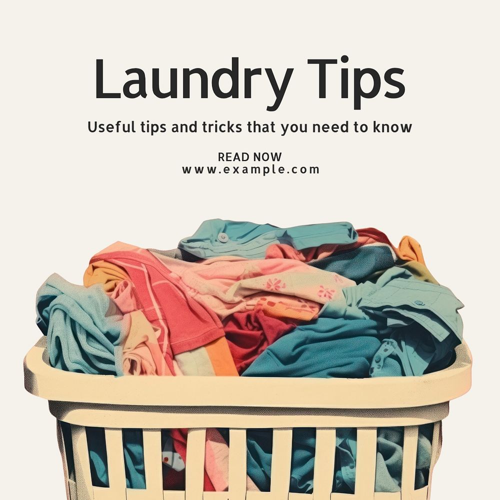 Laundry tips Instagram post template, editable text