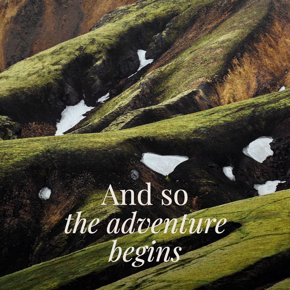 And so the adventure begins Facebook post template, editable design