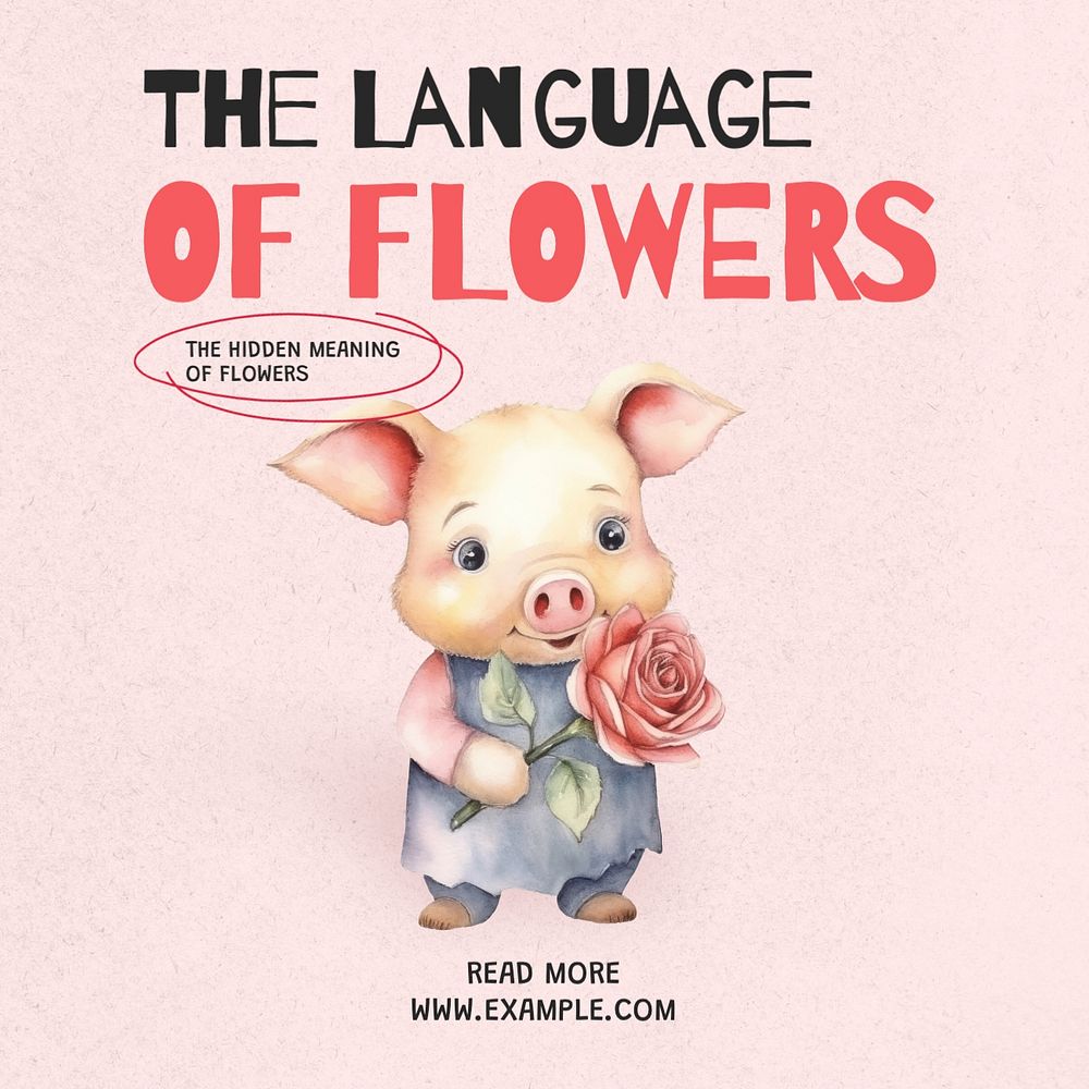 Flower language  Instagram post template, editable text