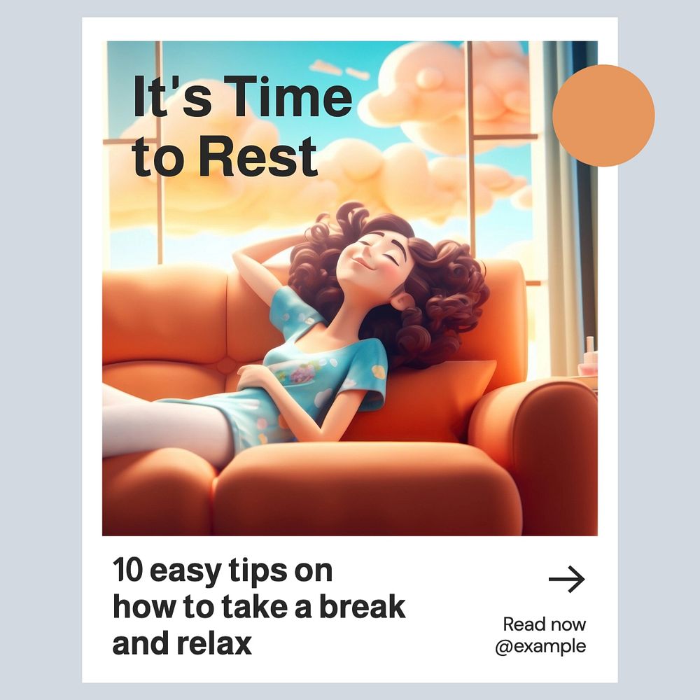 Rest & relax Instagram post template, editable text