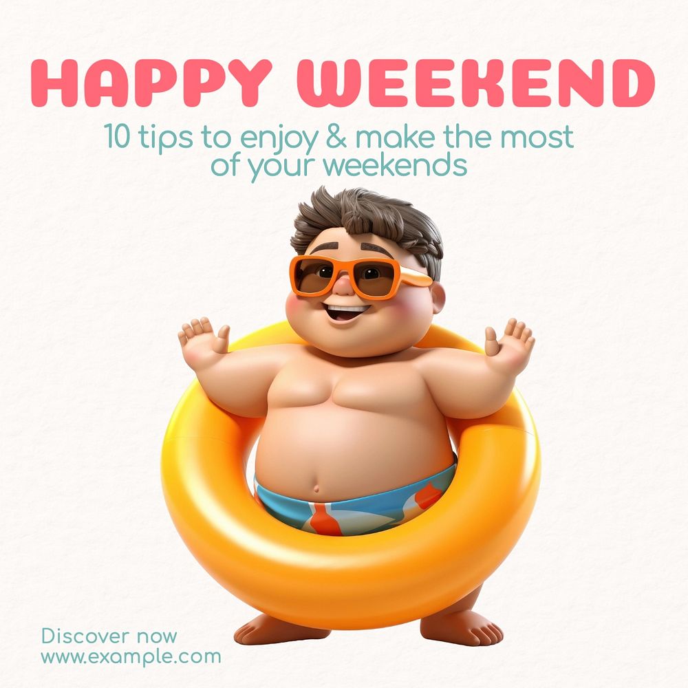 Happy weekend Instagram post template, editable text