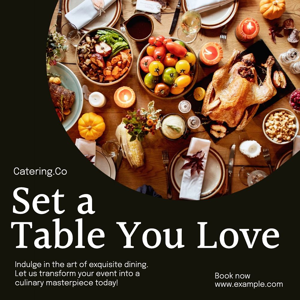 Table service Facebook post template, editable design