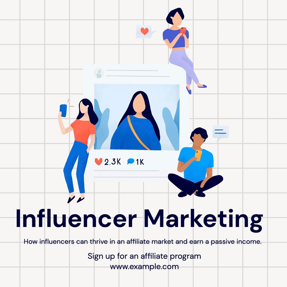 Influencer marketing Instagram post template, editable text