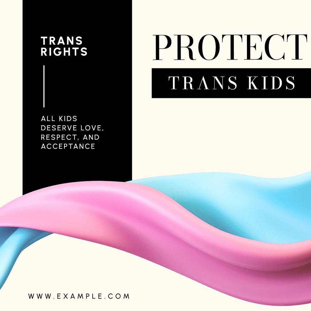 Protect trans kids Instagram post template, editable text