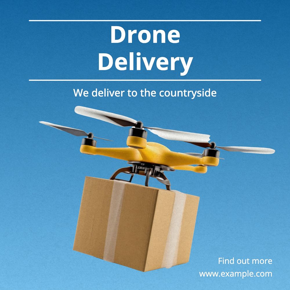 Drone delivery Instagram post template, editable text