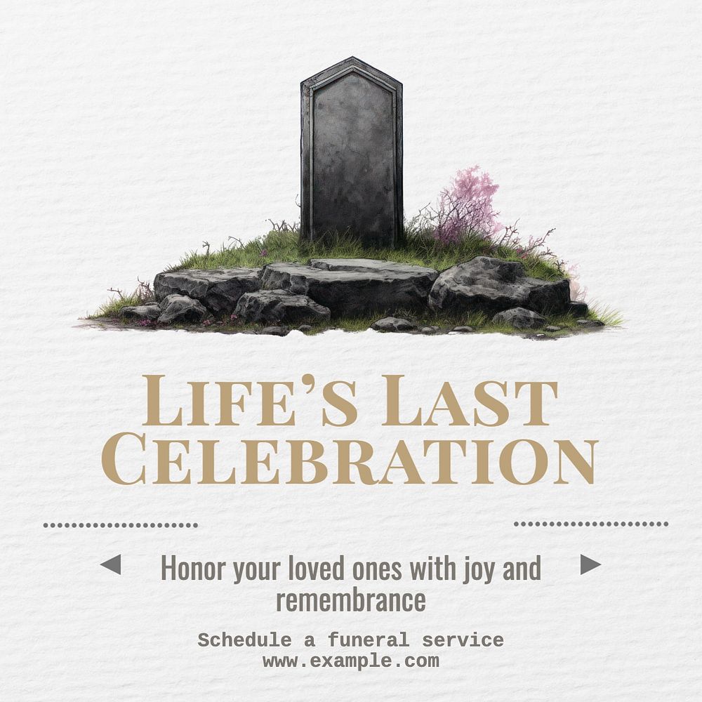 Funeral service Instagram post template, editable text