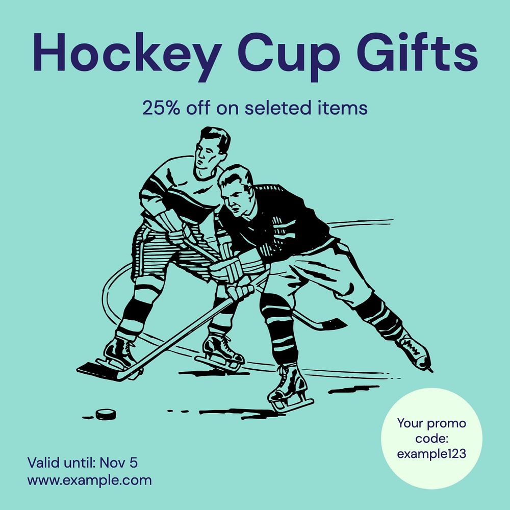 Hockey cup Instagram post template, editable text