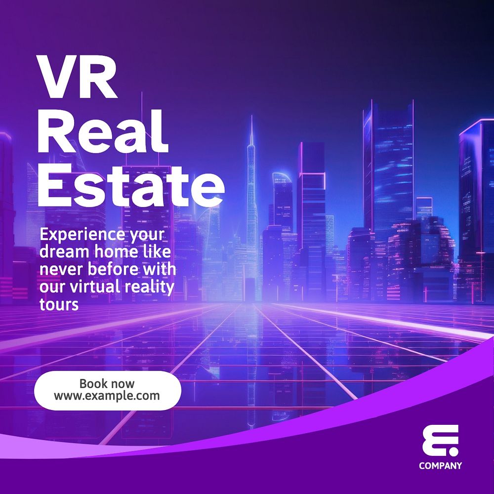 VR real estate Instagram post template, editable text