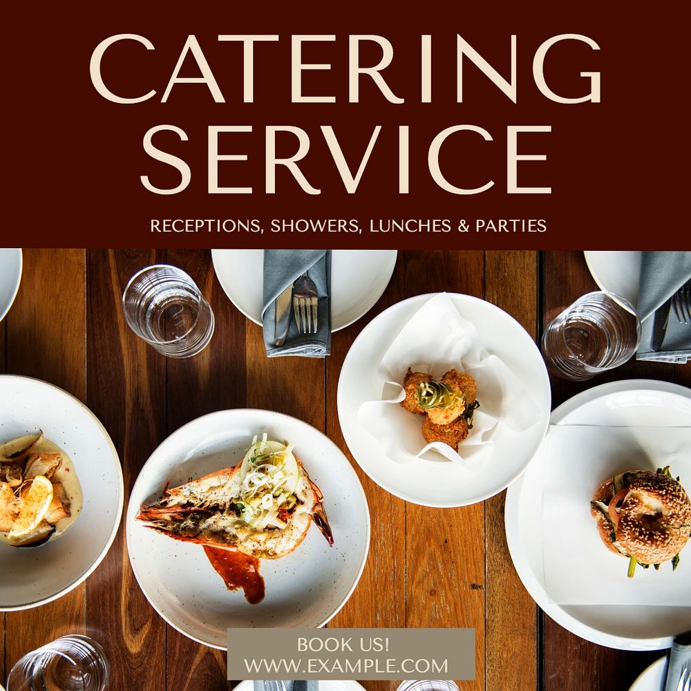 Catering service Facebook post template, editable design