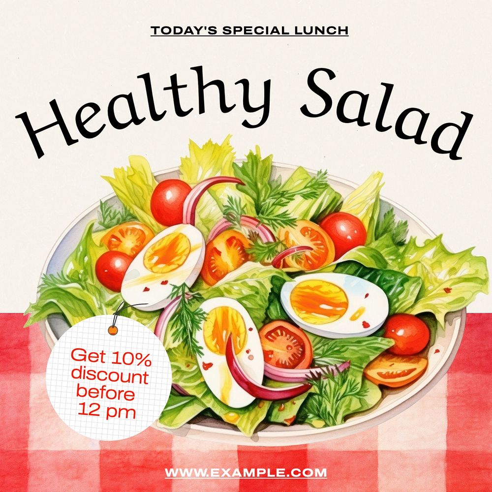 Healthy salad Instagram post template, editable text